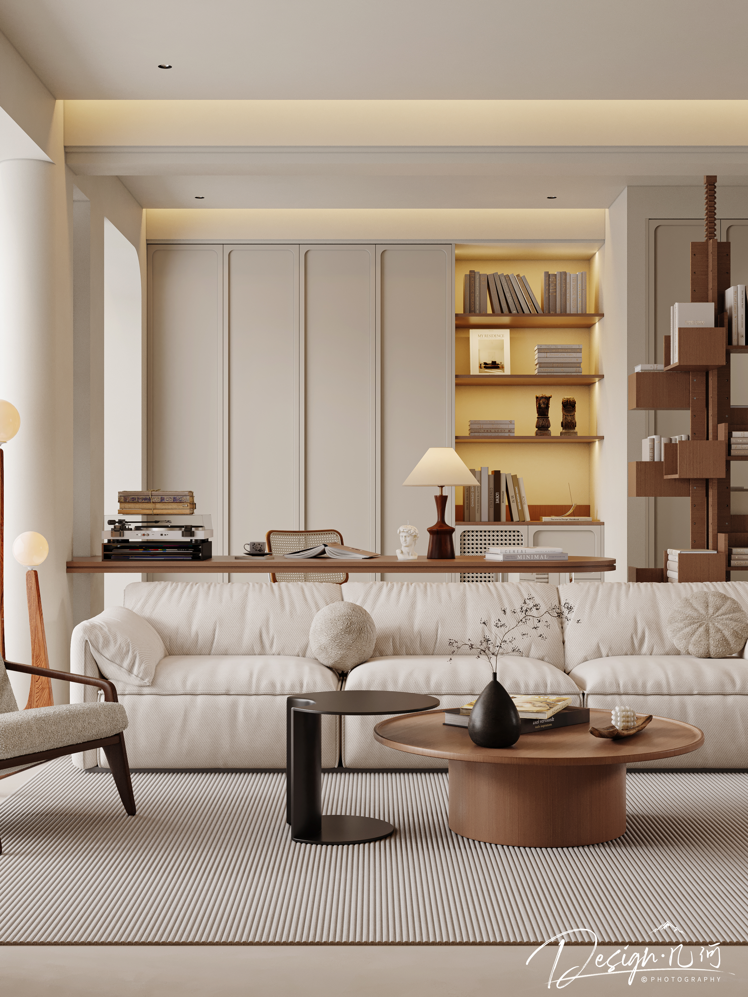 几何空间视觉表现 | 中粮山河甲第现代奶油风客餐厅-13