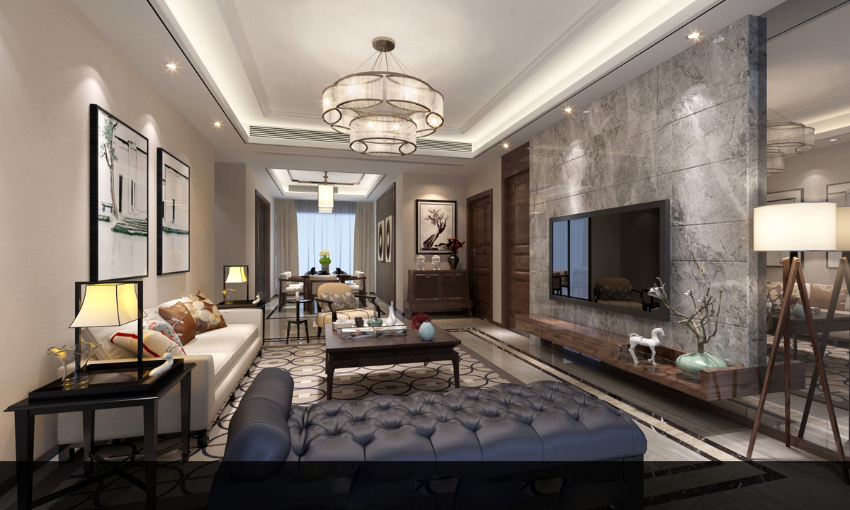 新中式 中式古典 奢华家装别墅样板房-5