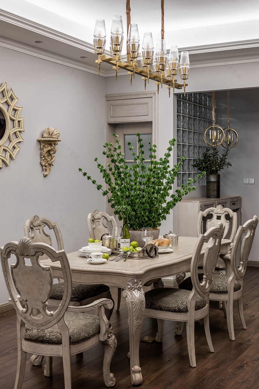 宏福樘设计丨平层丨200㎡美式复古混搭,延续经典爱情故事里的生活日常-25