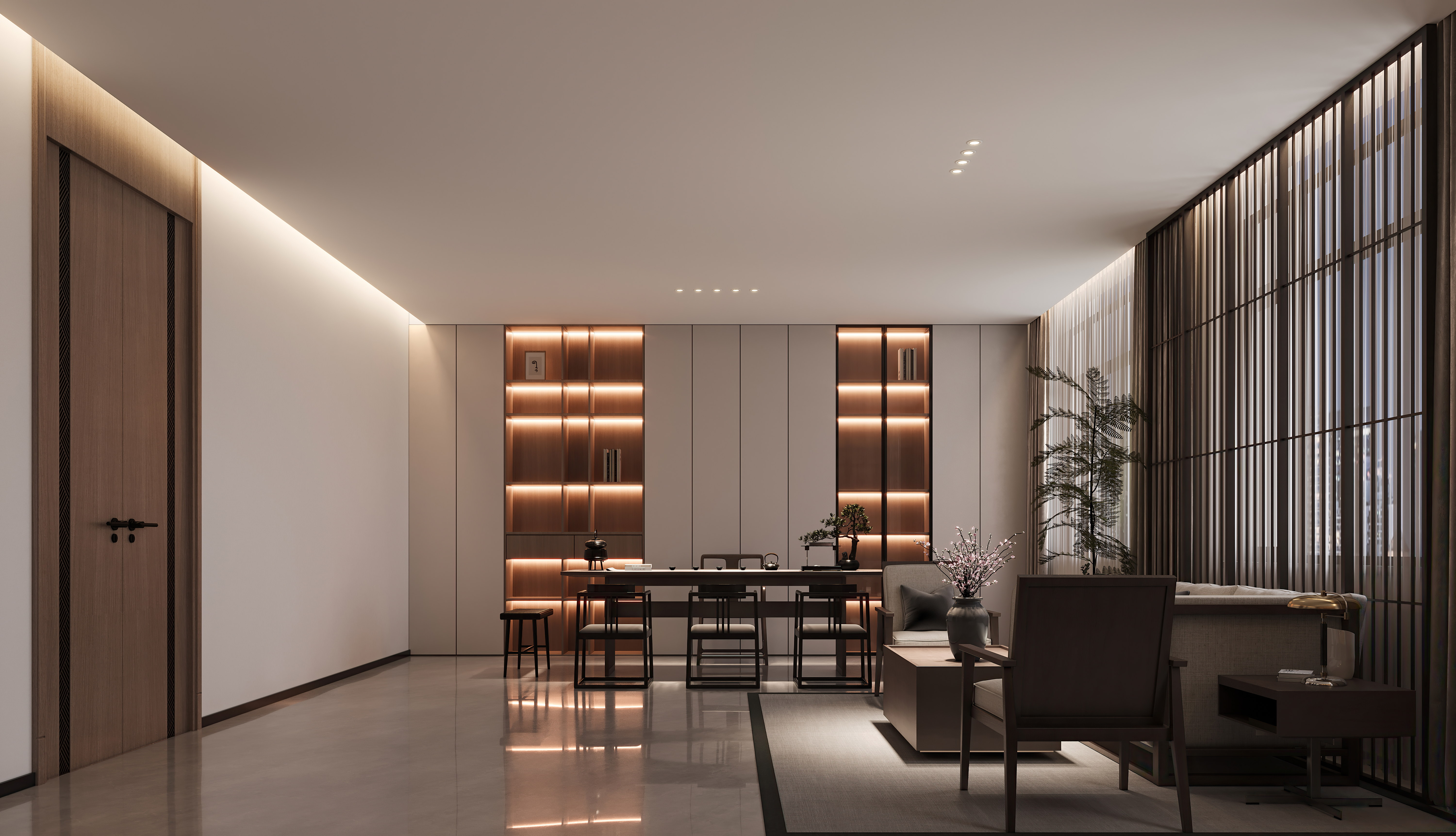 中式办公效果图-6