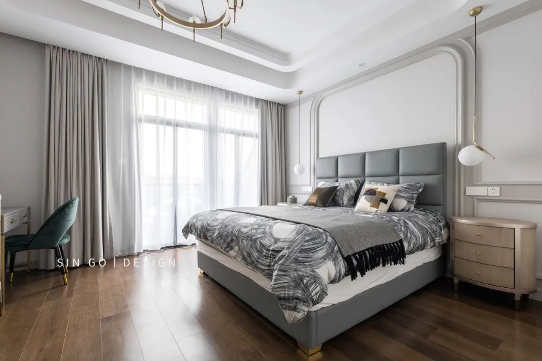 现代轻奢风 | 蓝白木三色打造 320㎡别墅空间-115