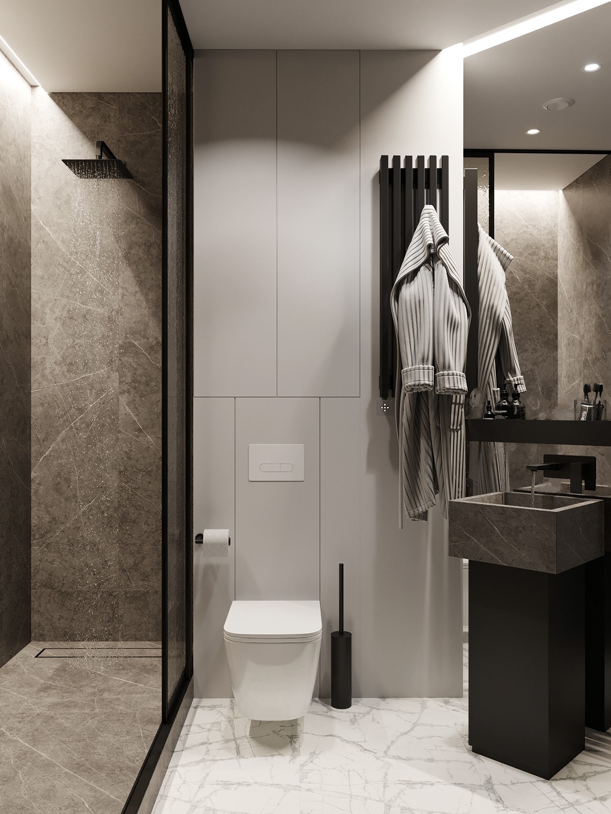 101㎡高级黑色系住宅设计-13