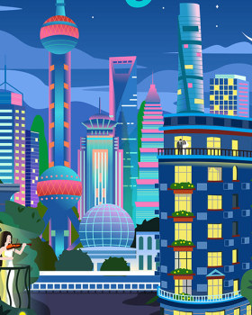 《中国上海的繁荣与浪漫》相关场景画作设计