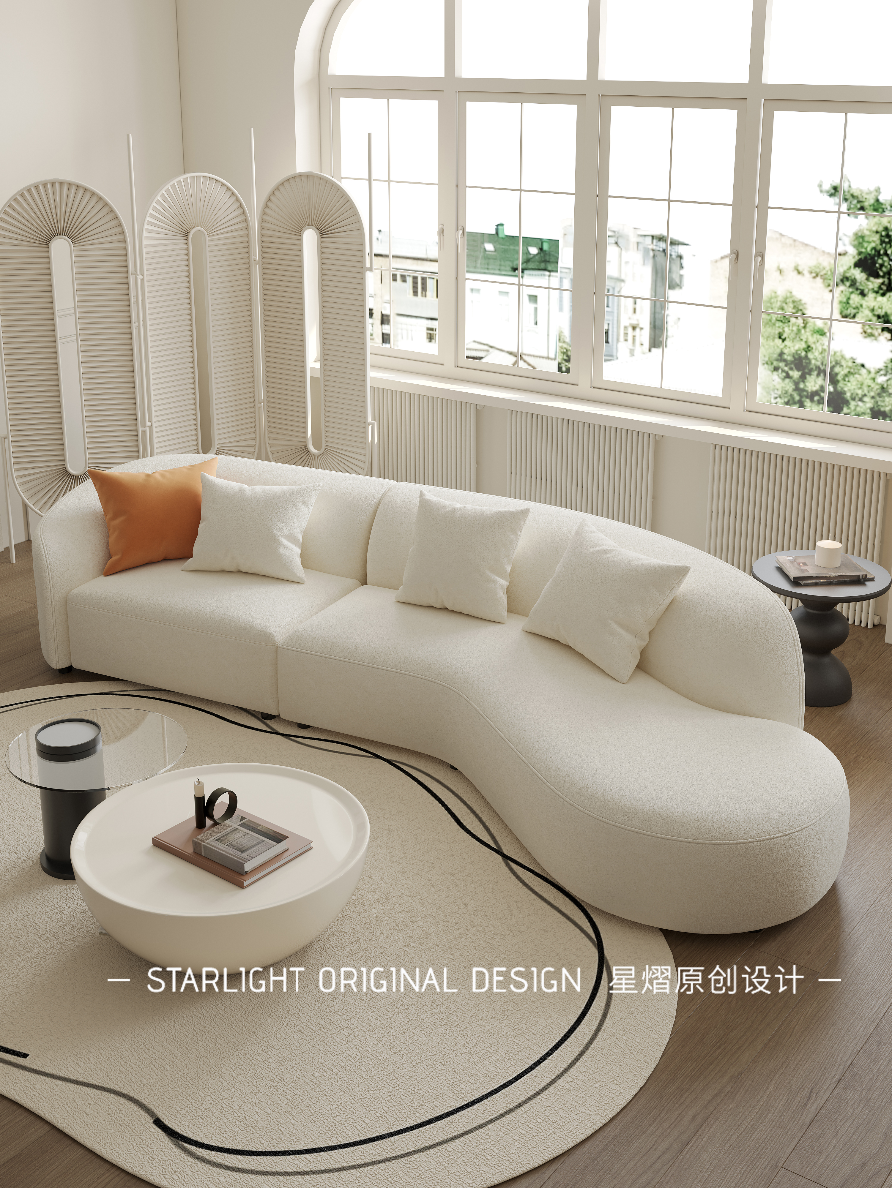 奶油风家居中的月亮沙发-7