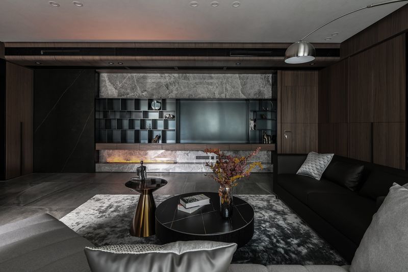 现代简约山语清晖，乐高模型与石材质感的空间对话-8