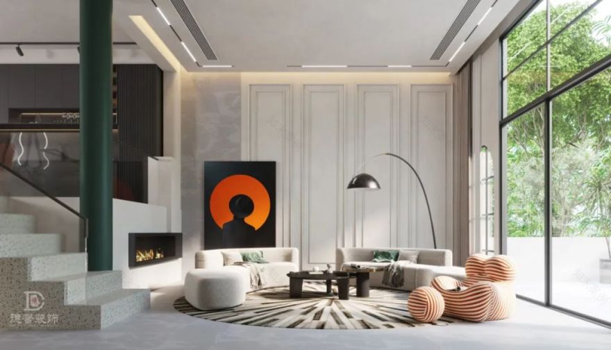 广州琶洲雅郡花园现代法式混搭别墅设计丨中国广州丨德馨装饰-6