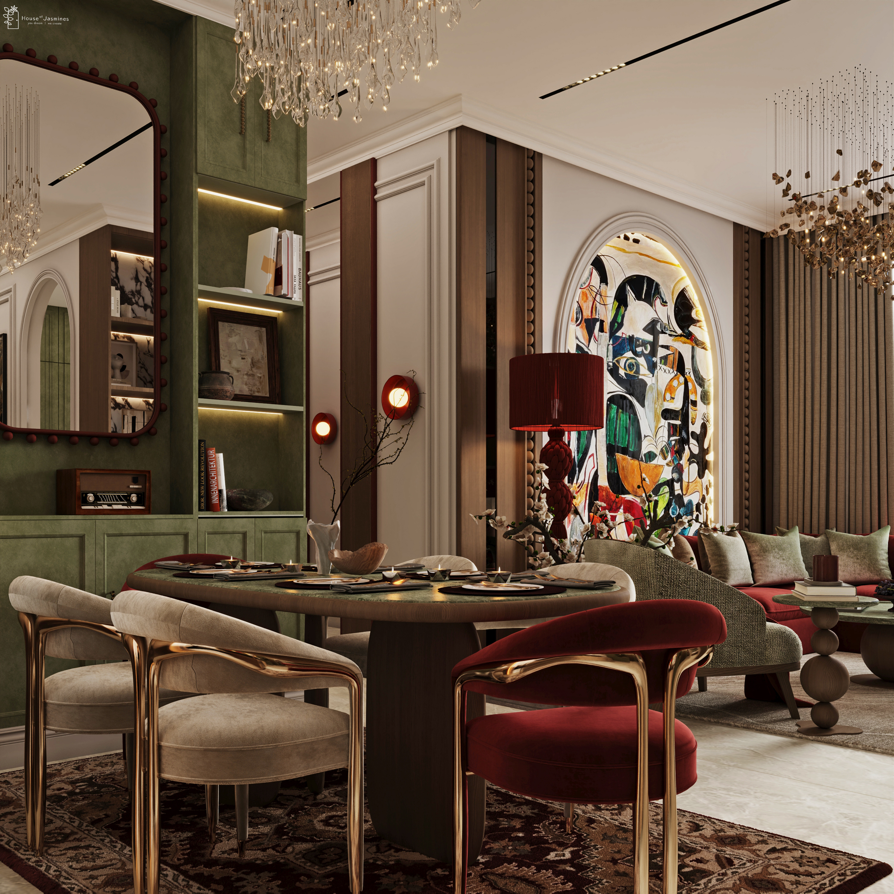 CRIMSON & GOLD: Eclectic Luxury Living-17