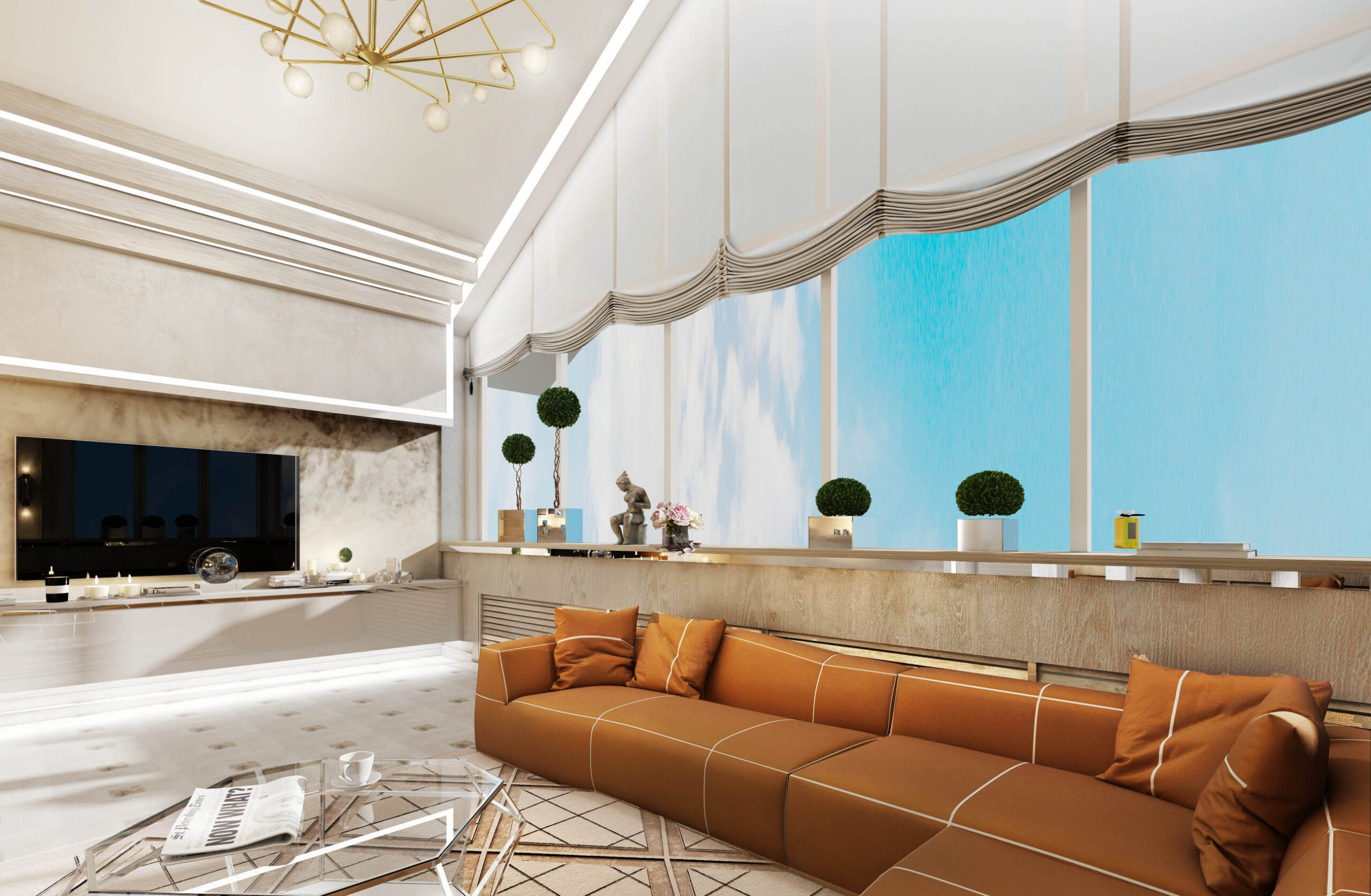 Бежевая гостиная 26м²（26平方米米色客厅）丨бюро ARXY-11