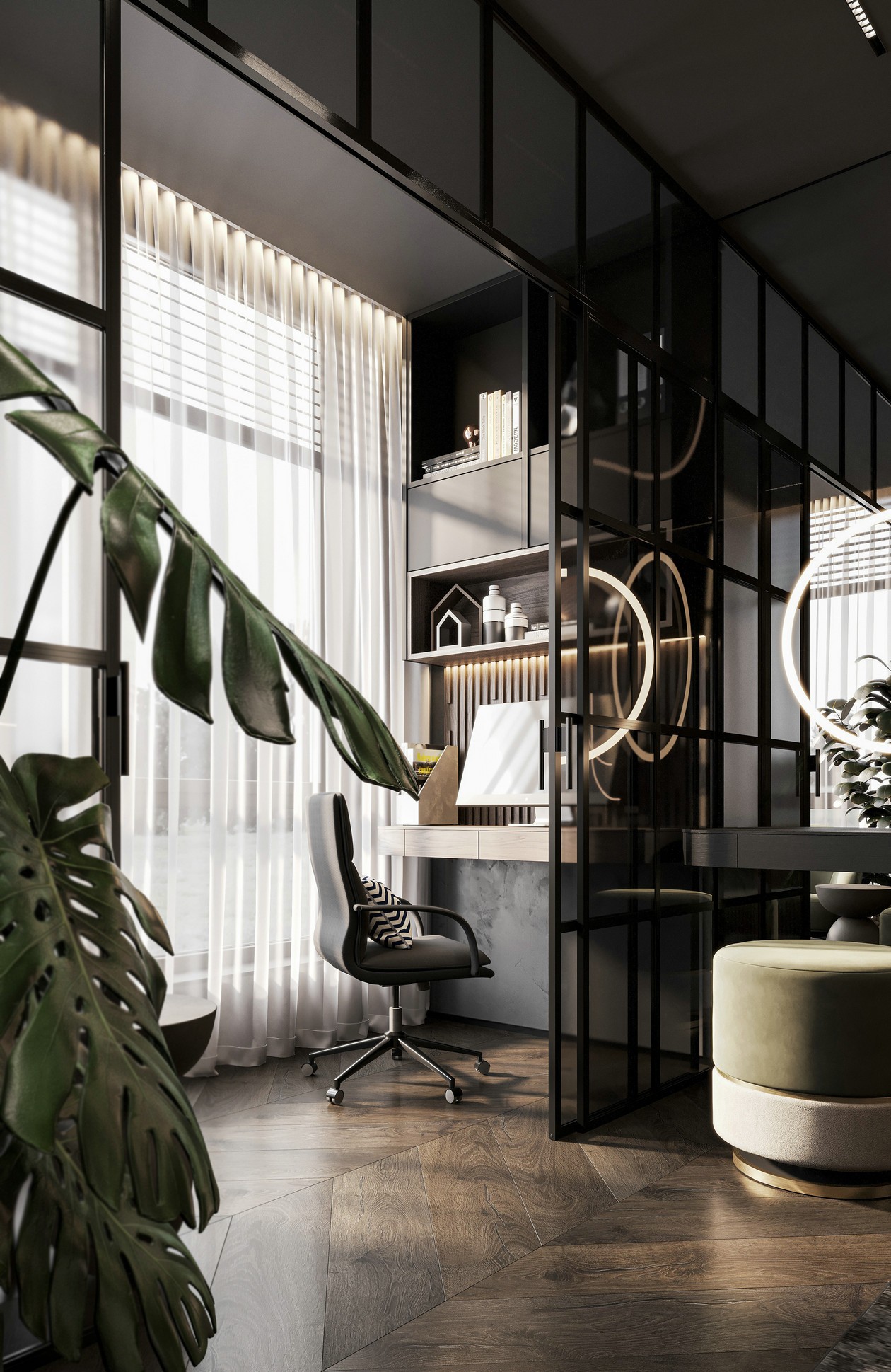 90㎡高级黑室内设计-12