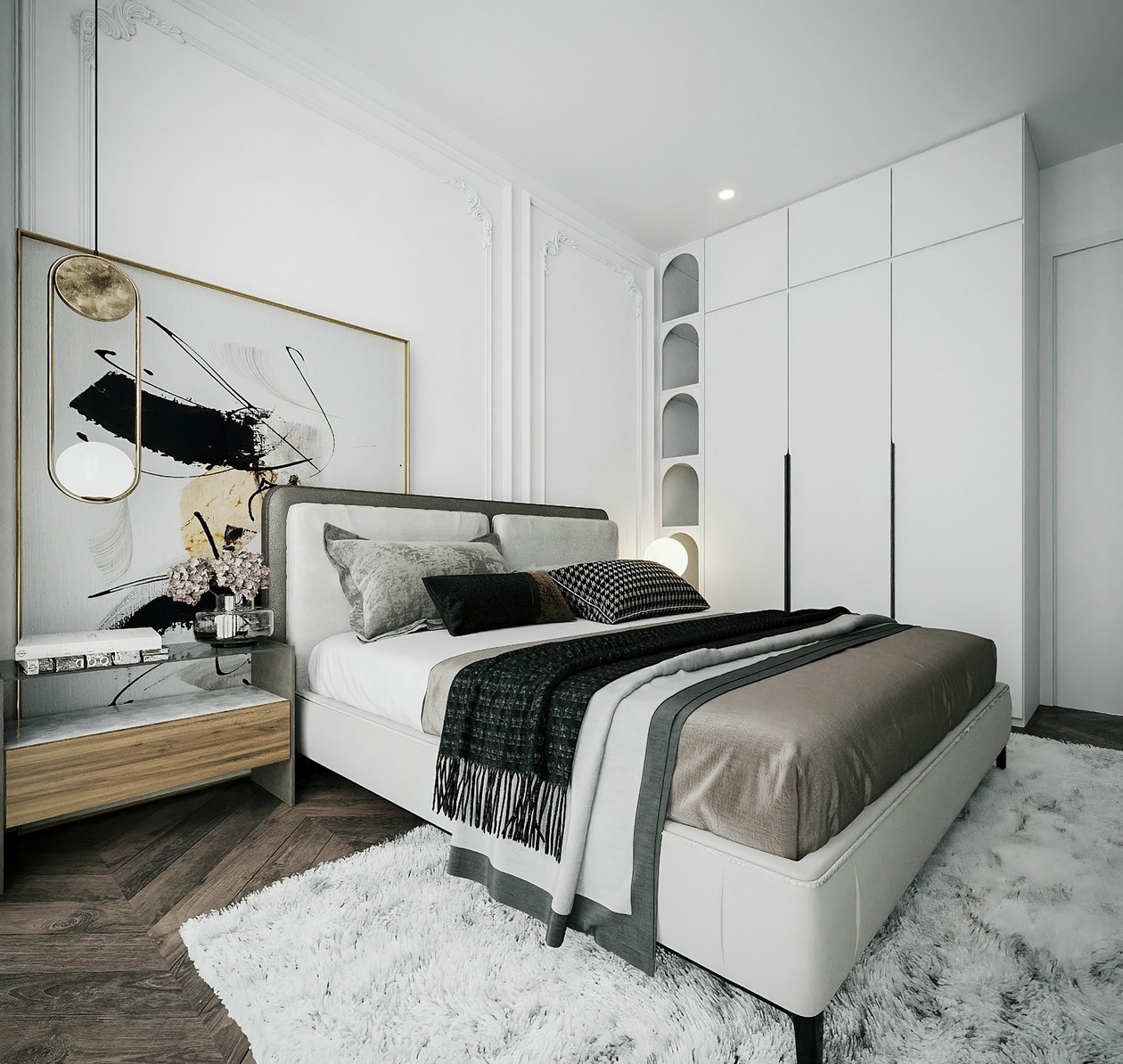 90㎡高级黑+橘色+简欧元素 质感的升华！-20