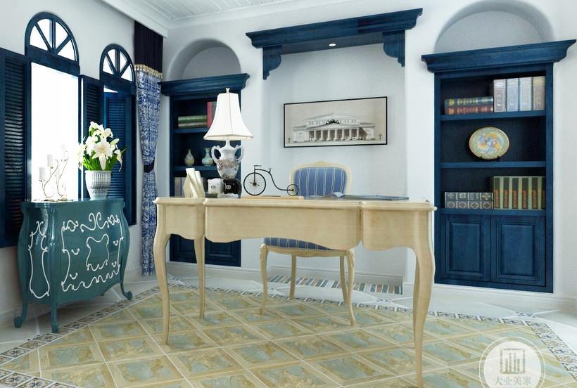 300 平米地中海风格家装设计,色彩丰富,空间利用极致-4