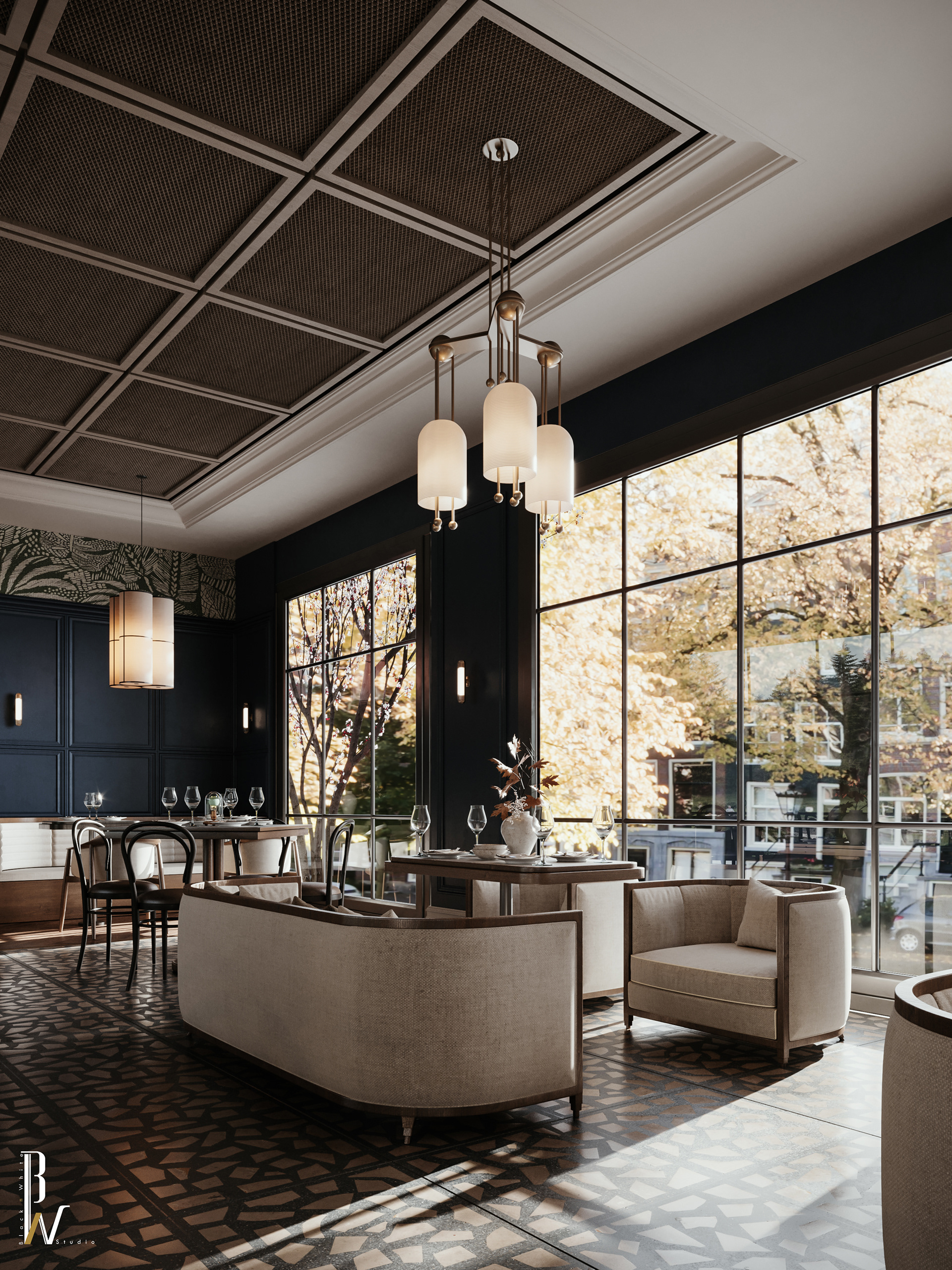 酒店餐厅丨沙特阿拉伯丨Black N White studio-18