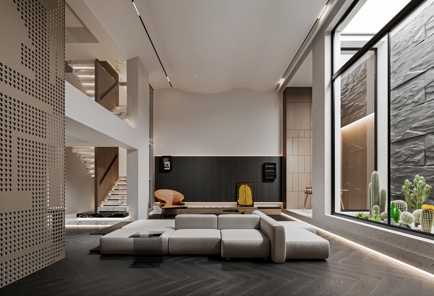 最新渲染挑空别墅地下室-5