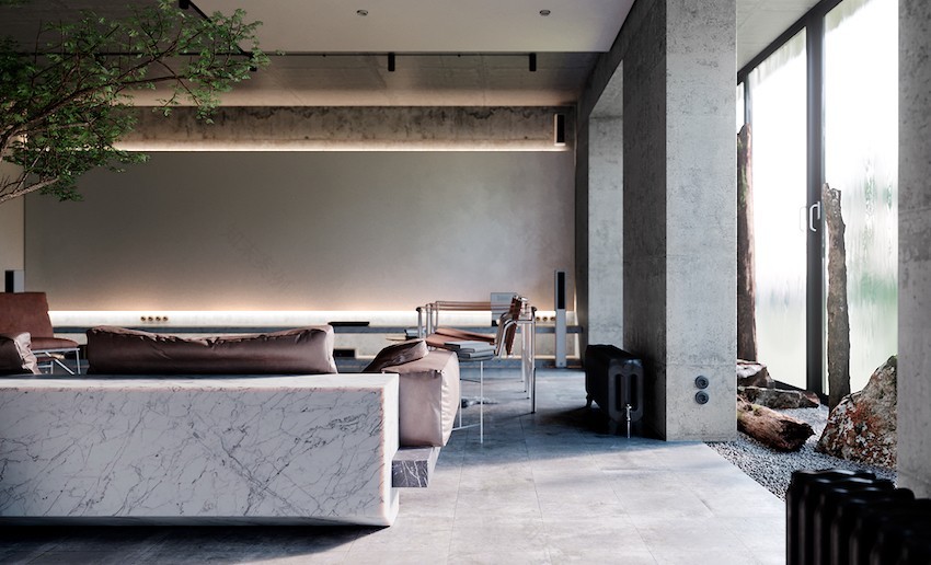 摩尔多瓦 175㎡灰黑石纹风 LOFT 公寓设计-2