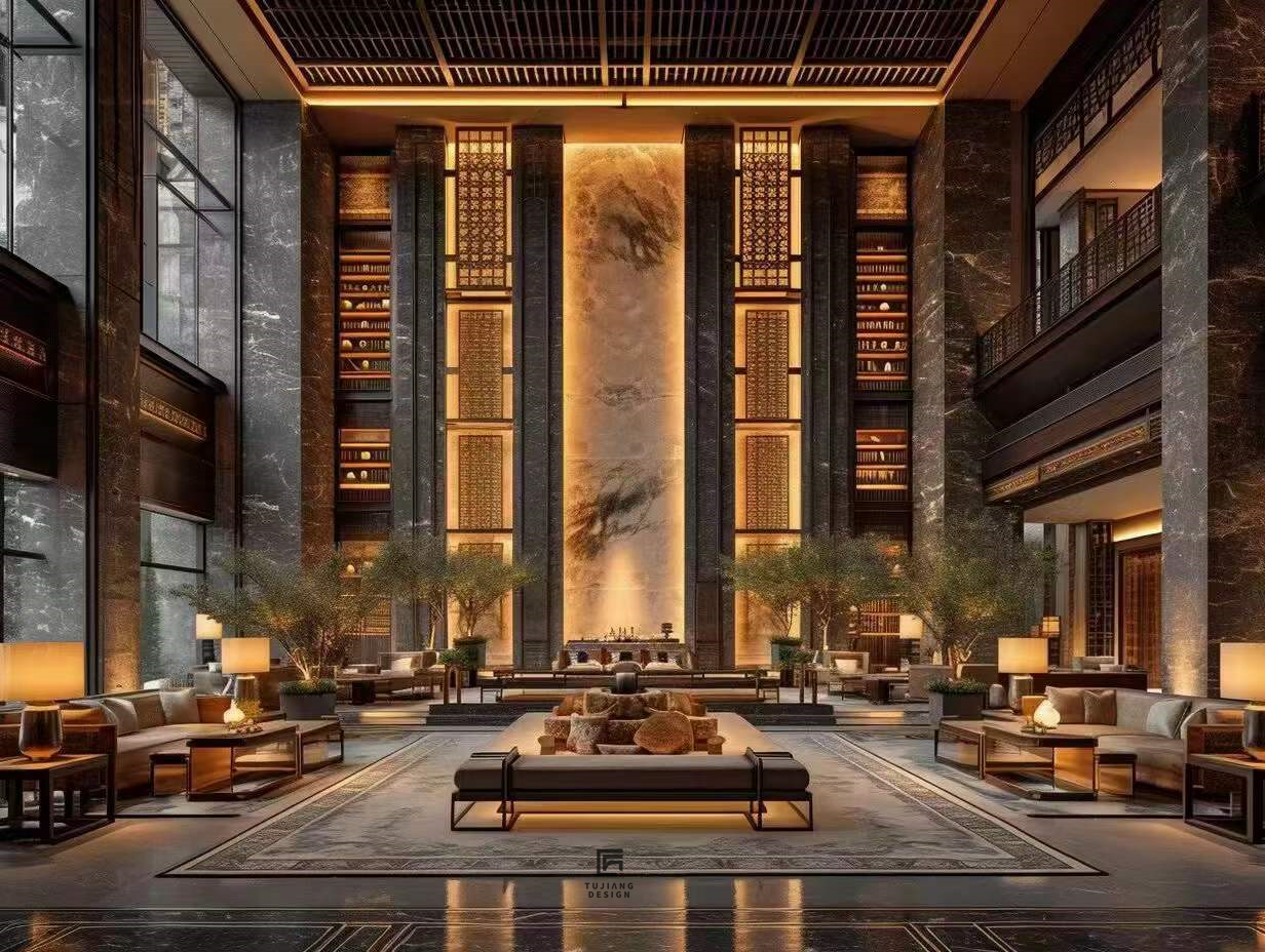 新中式酒店大堂设计|演绎精致优雅中式意境-7