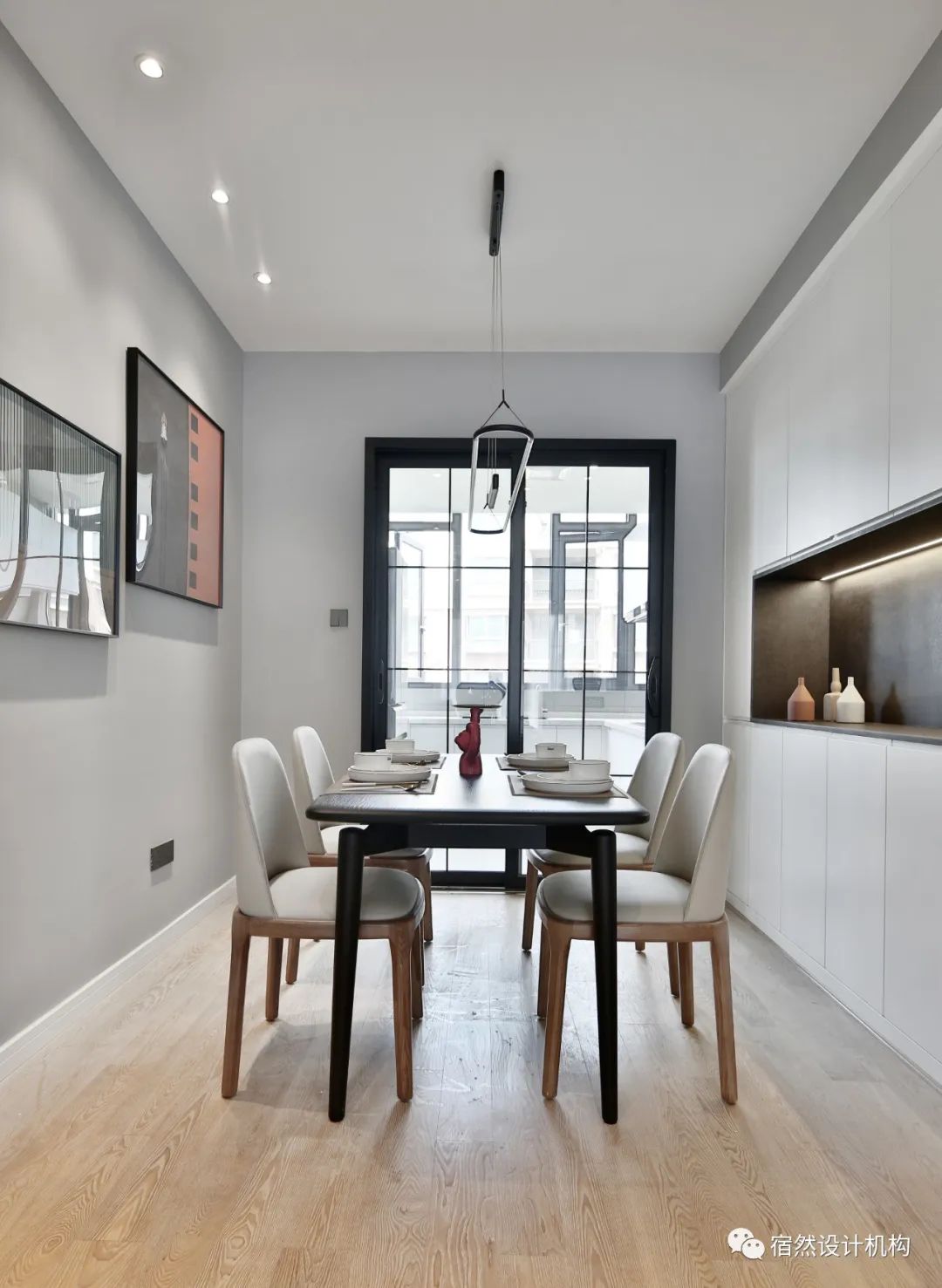 南昌 125㎡现代简约家居,黑白灰中融入绿色与橙色-56