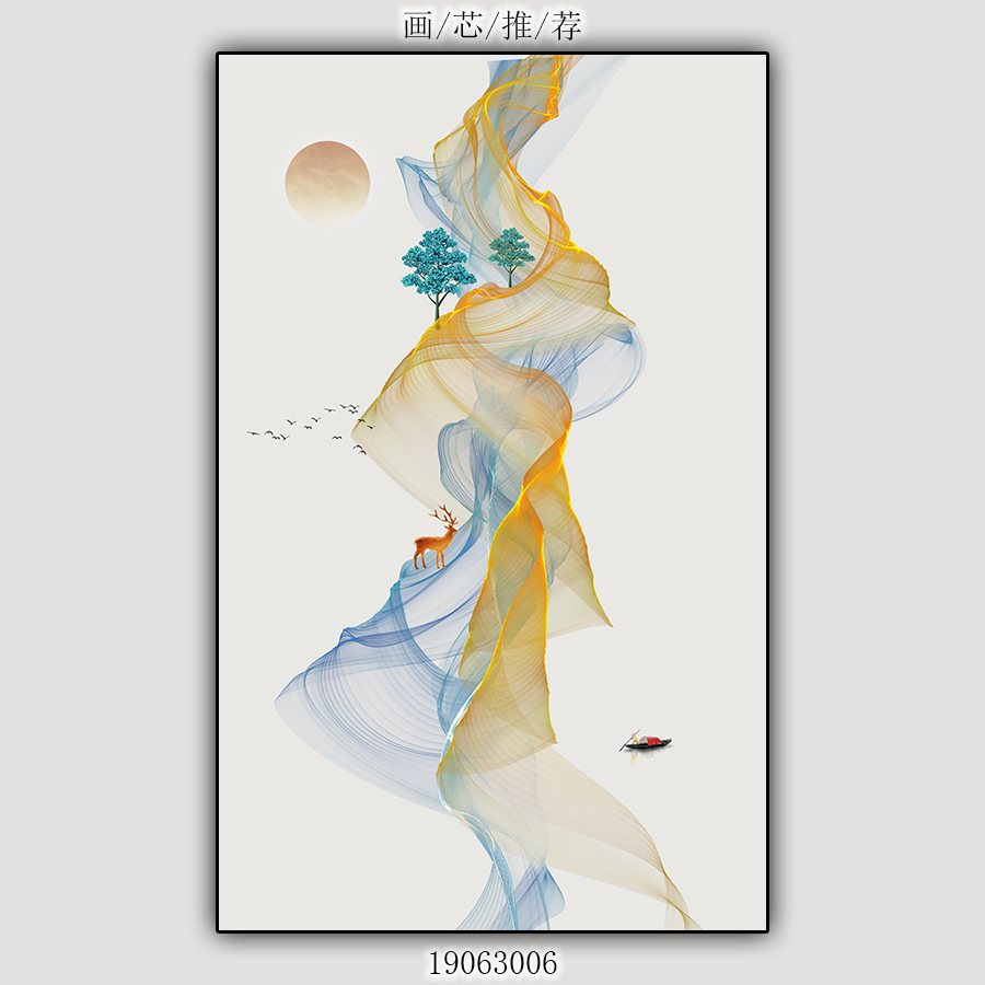 招财福鹿客厅玄关装饰画-9