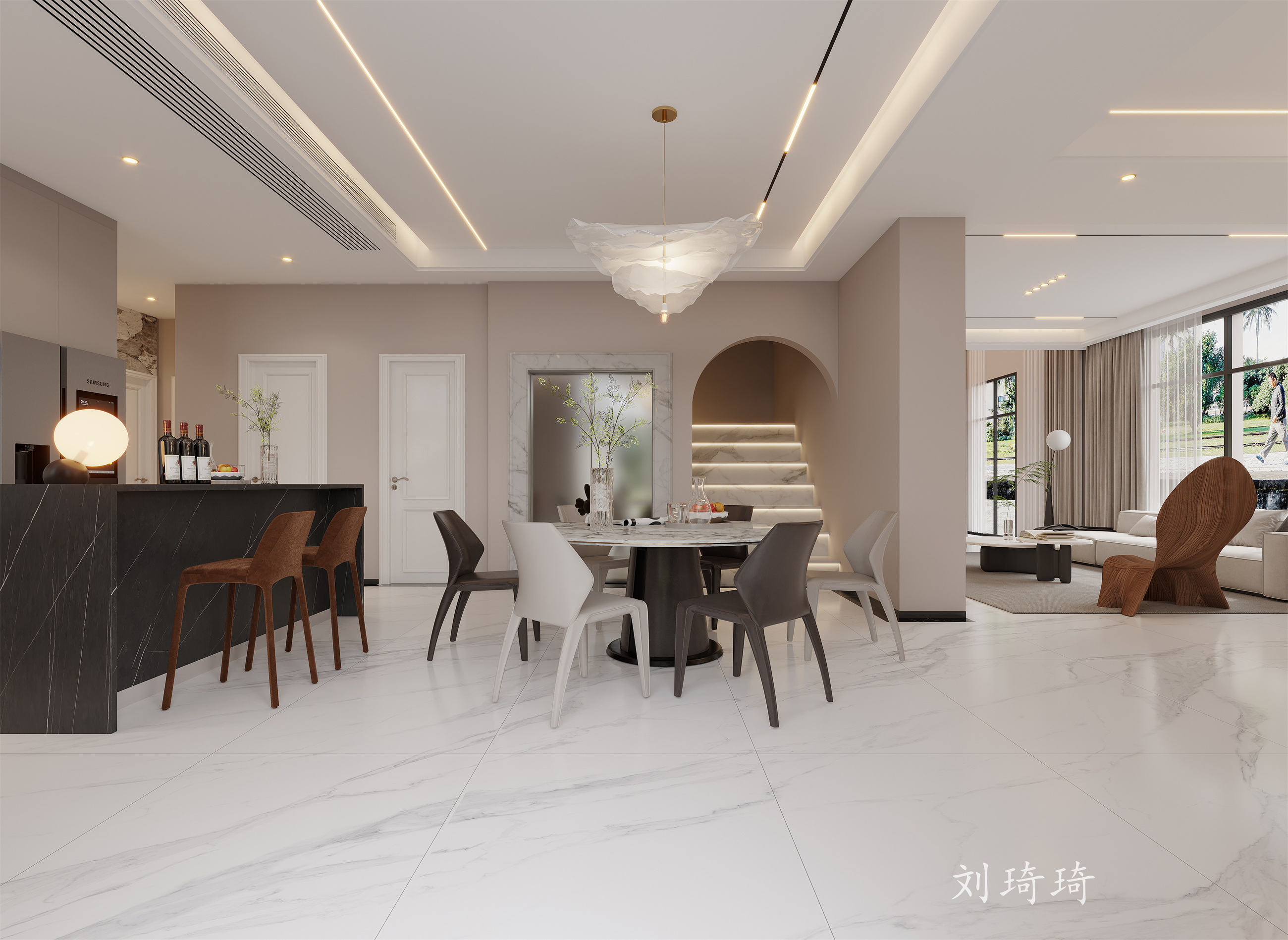 奶油风别墅|一份婉约和柔美-4