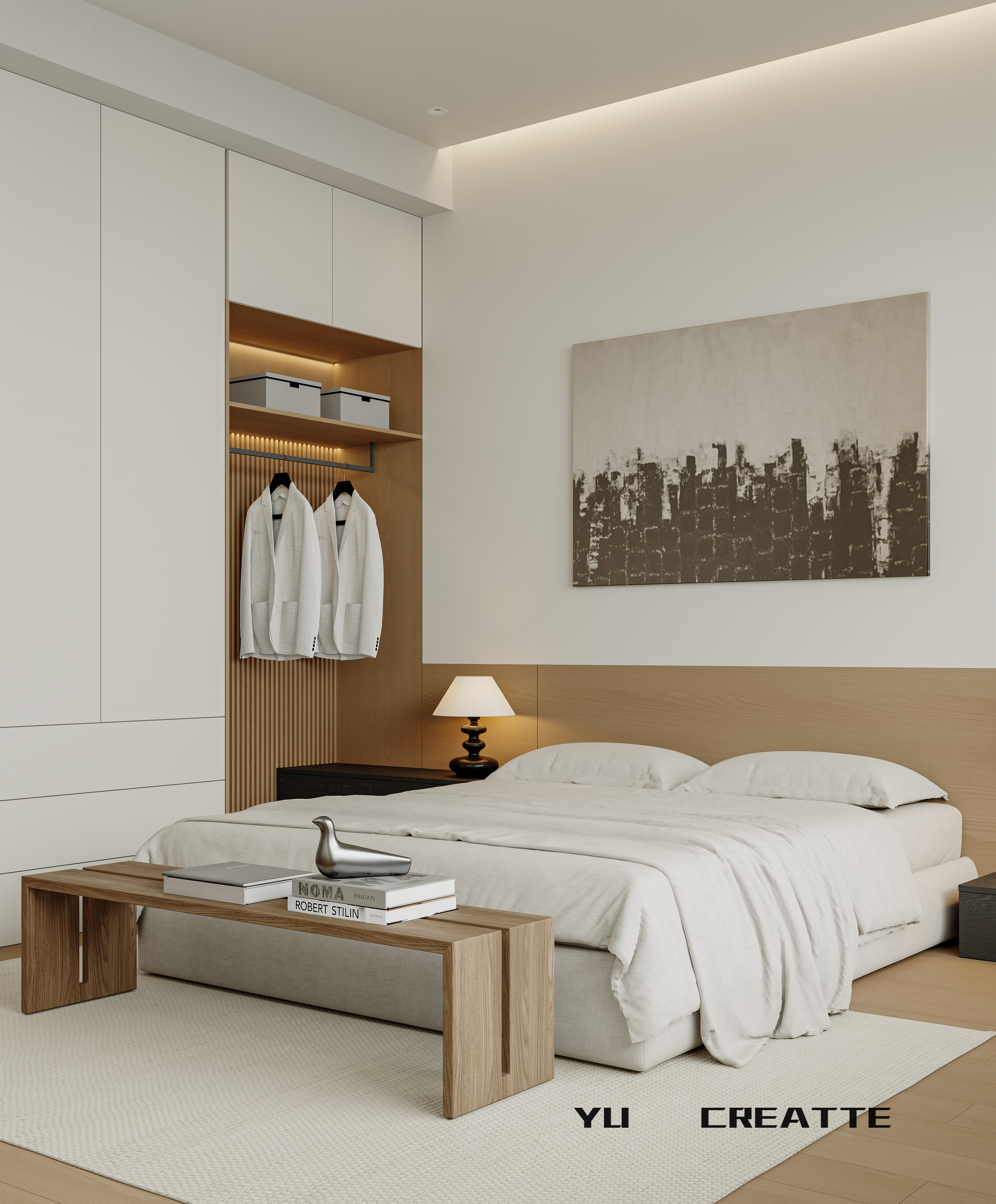 现代原木风客餐厅主人房丨近期表现-6