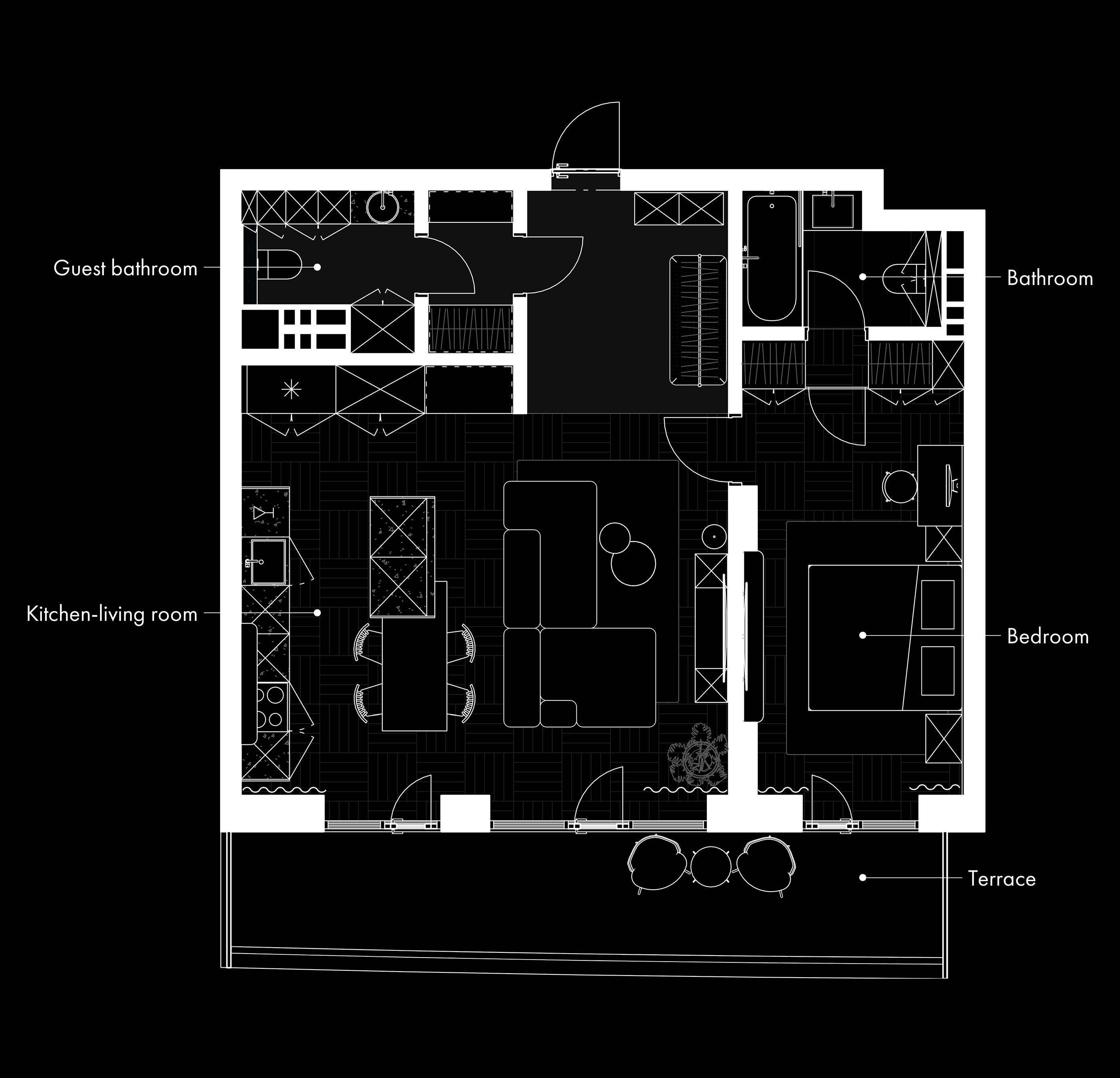 64㎡多彩小空间公寓设计-0