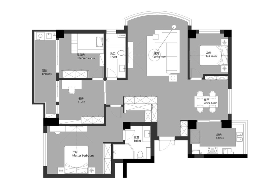 黑白灰的现代之家丨TK 设计-9