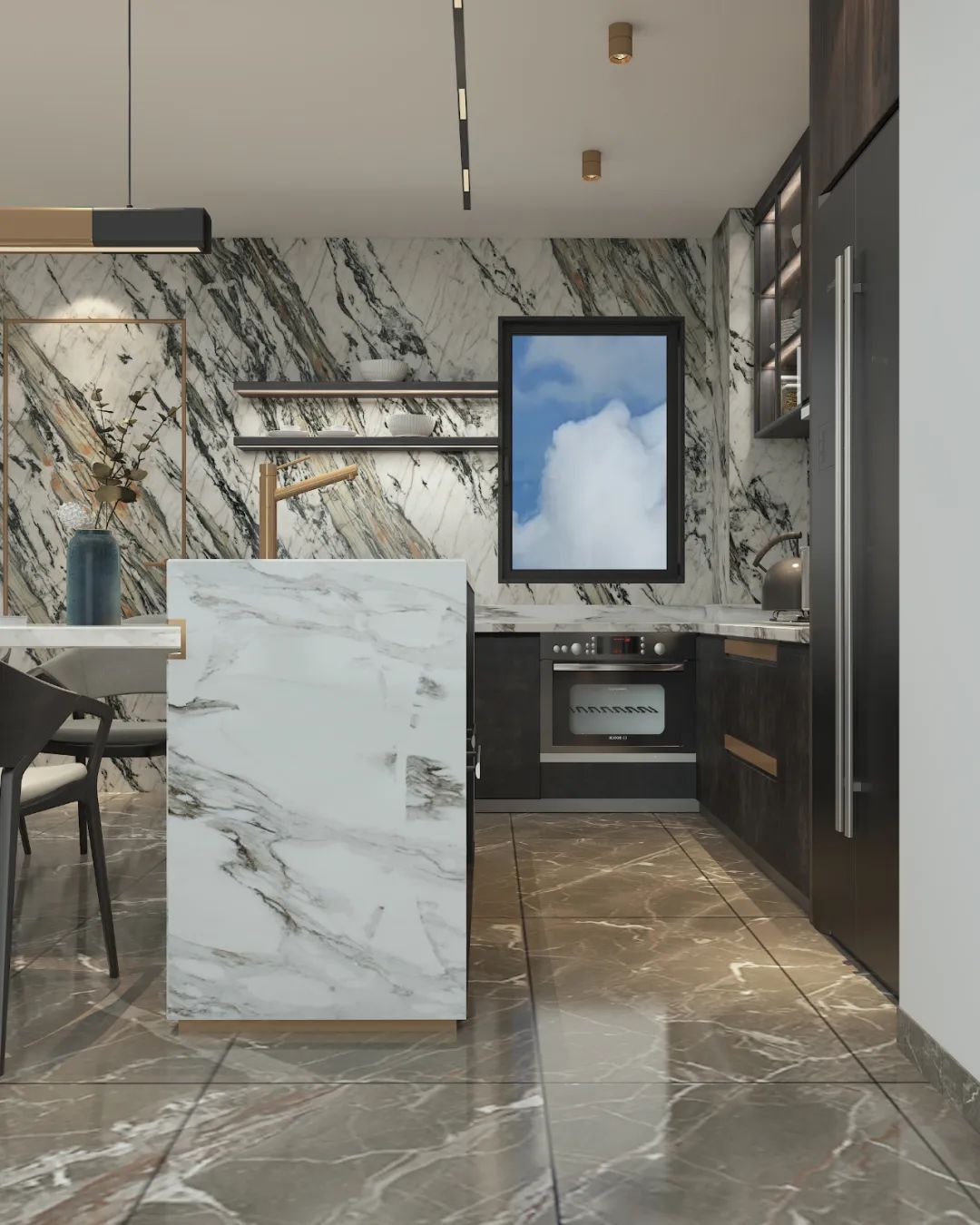 山水绿石韵,时尚简约中的奢华之家-20