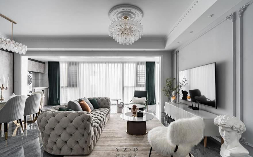 120㎡法式轻奢风无敌江景房设计丨言正设计-20