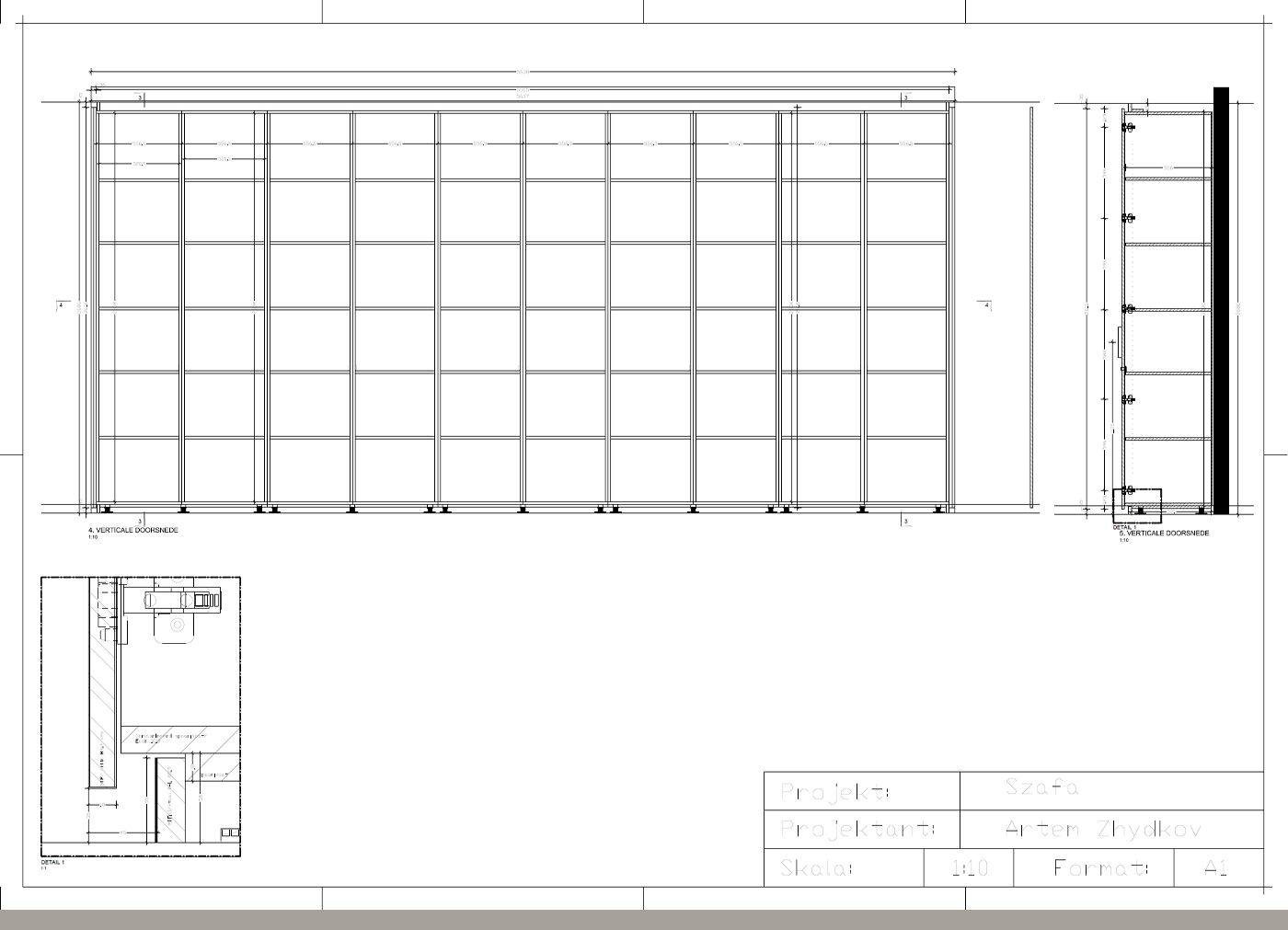 Technical drawing and 3D visual design of the wardrobe-2