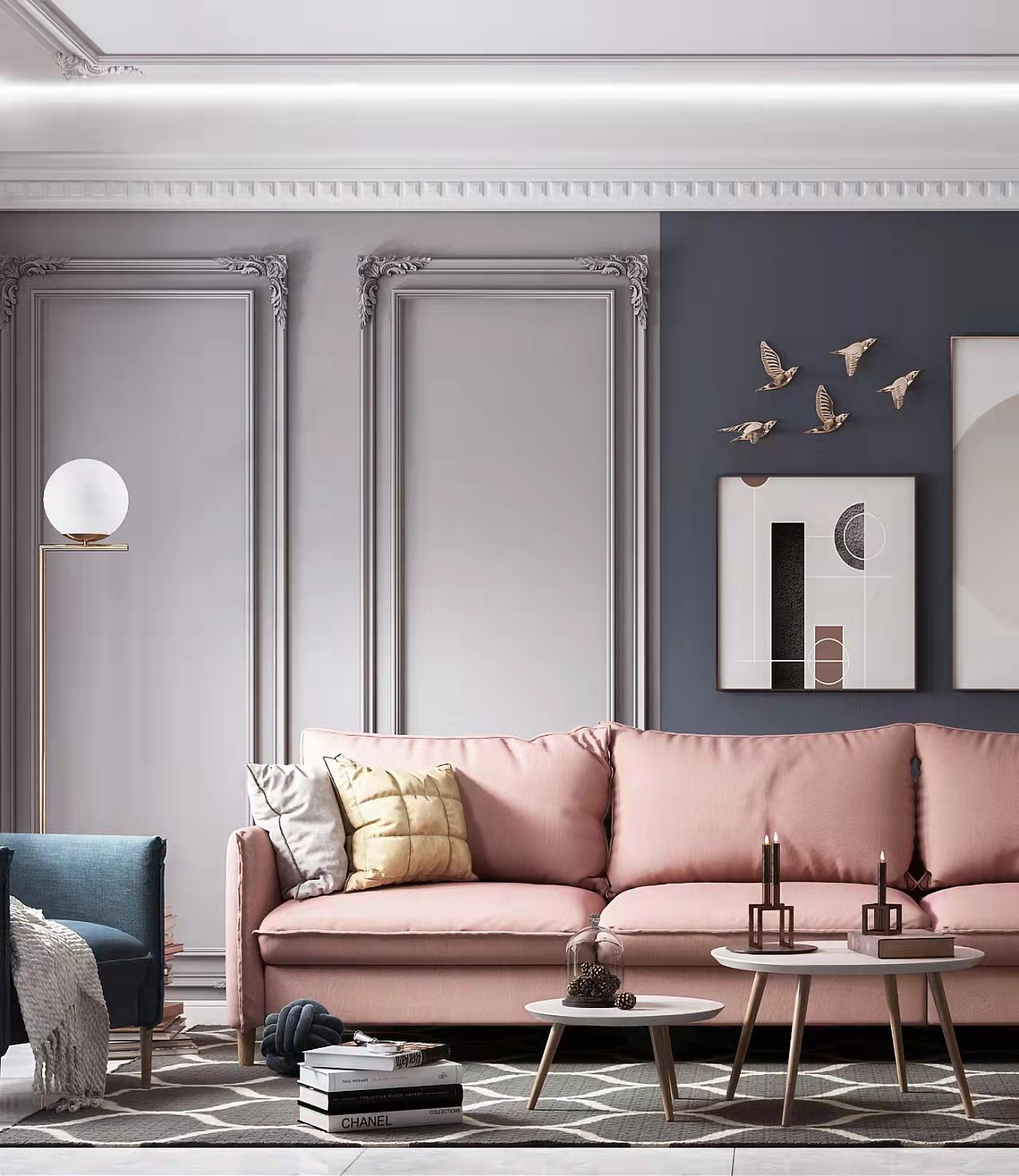 现代轻奢混搭风客餐厅，演绎时尚与高雅-5