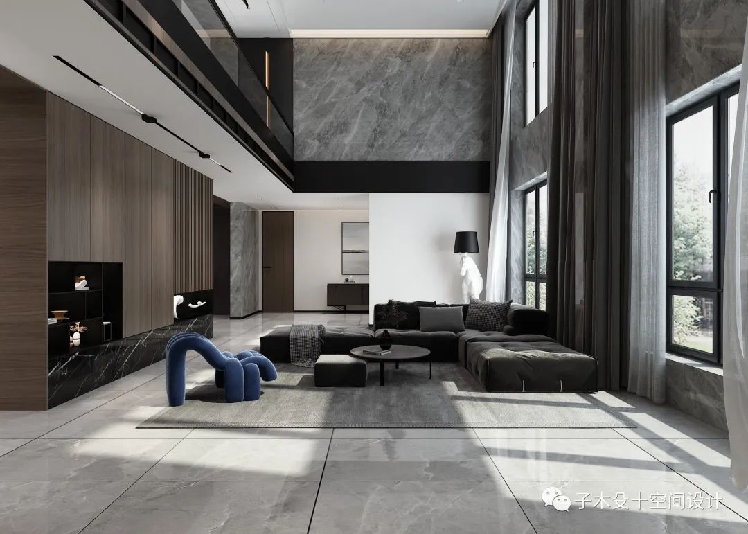 黑白灰极简大宅丨中国吉林丨子木殳十空间设计-20