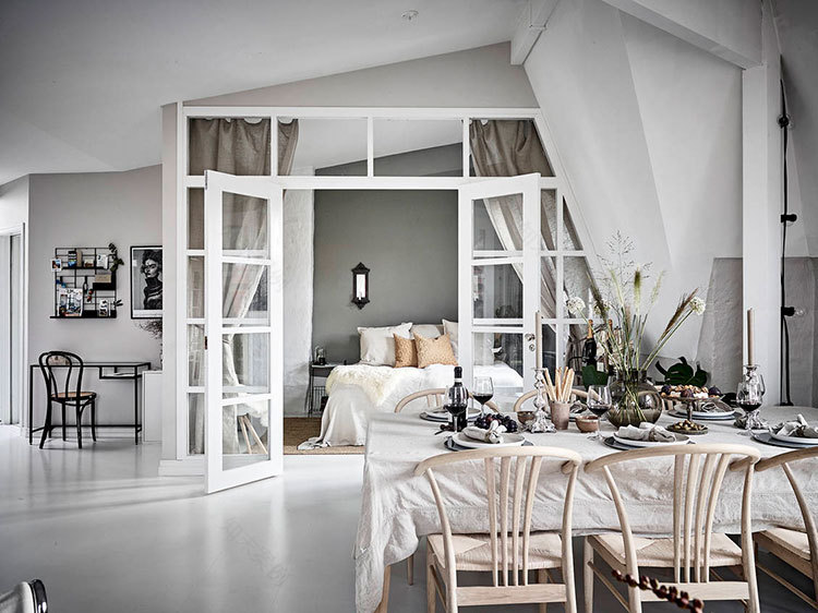 独特拱窗的斯堪的纳维亚风格阁楼公寓-14