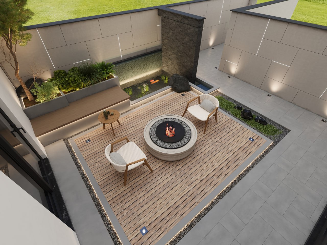 Creamy Villa Design With Courtyard-10