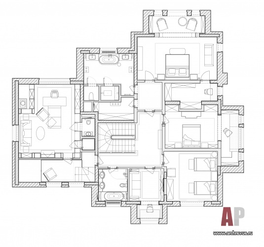 “Лесной Пейзаж  2”别墅区美式古典风格郊区别墅丨俄罗斯莫斯科-76