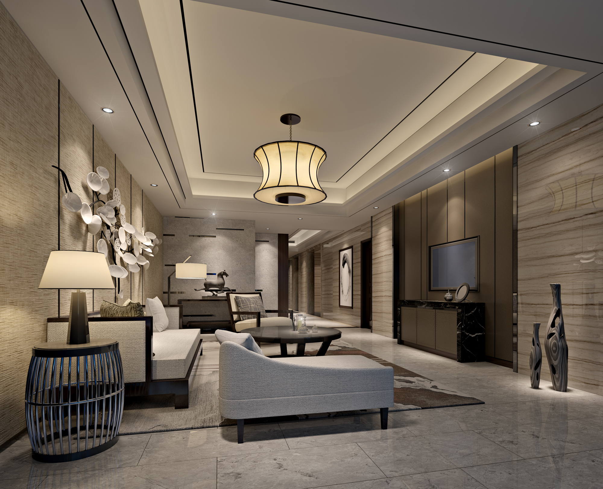 新中式 中式古典 奢华家装别墅样板房-13-21