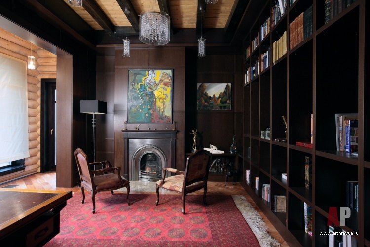 带圆形露台的木结构房屋室内设计-31