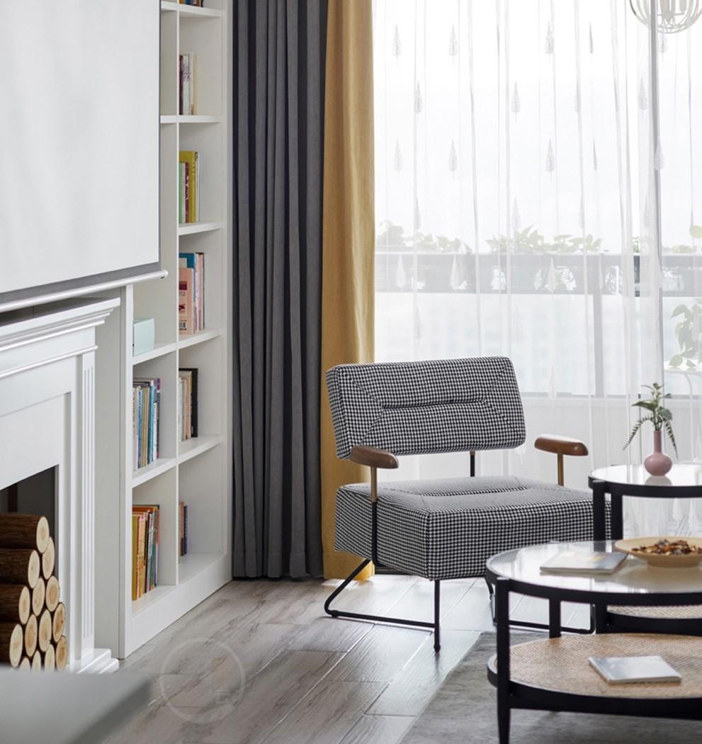 薄荷夏日,书柜壁炉打造清雅空间-1