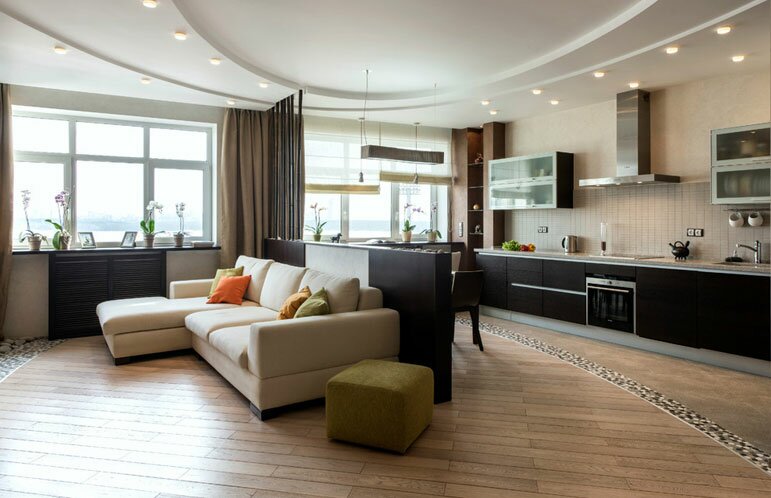 30平米厨房与客厅合并空间设计-12