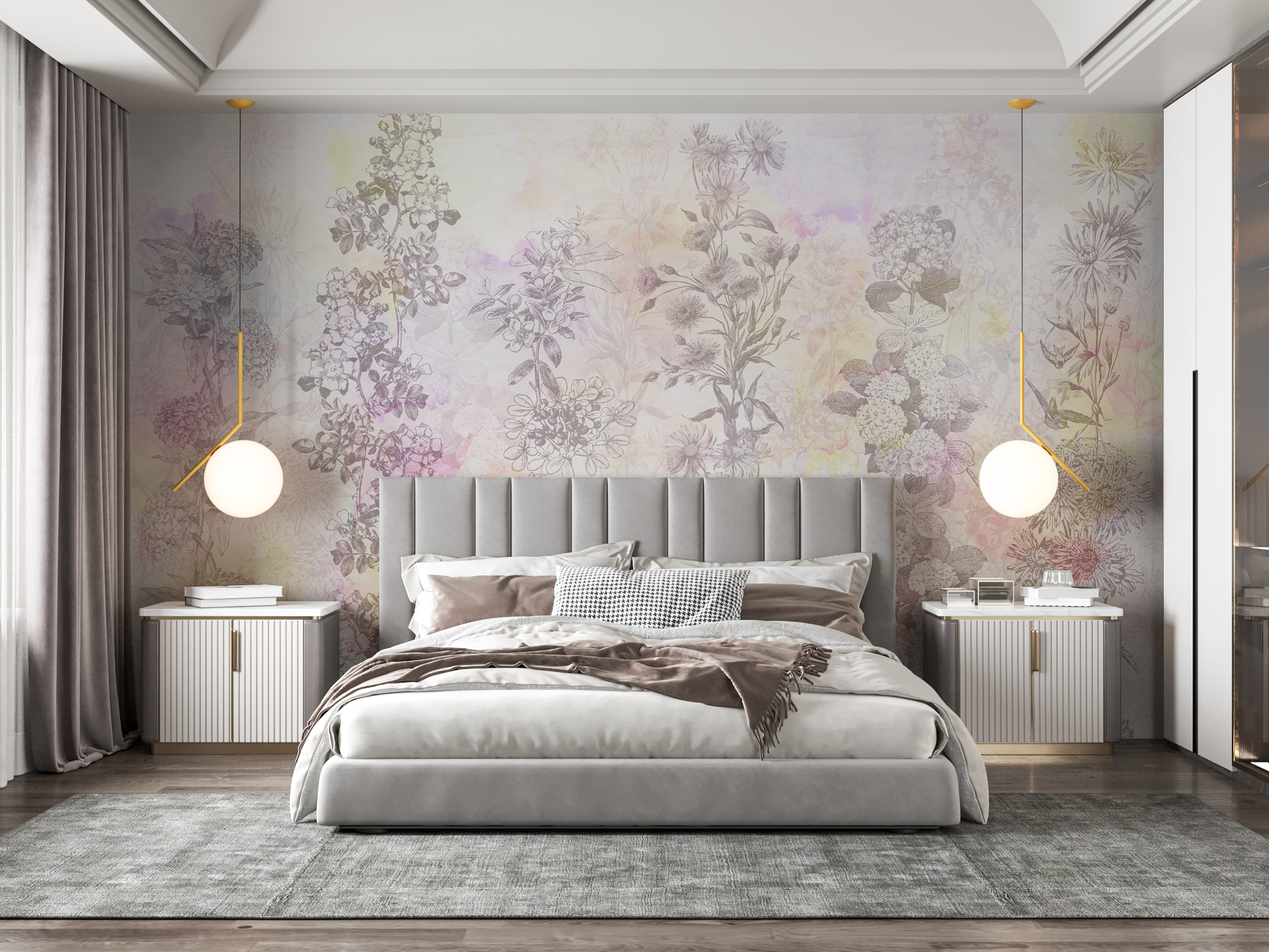 Watercolor and pencil. Wallpaper and textile print-1