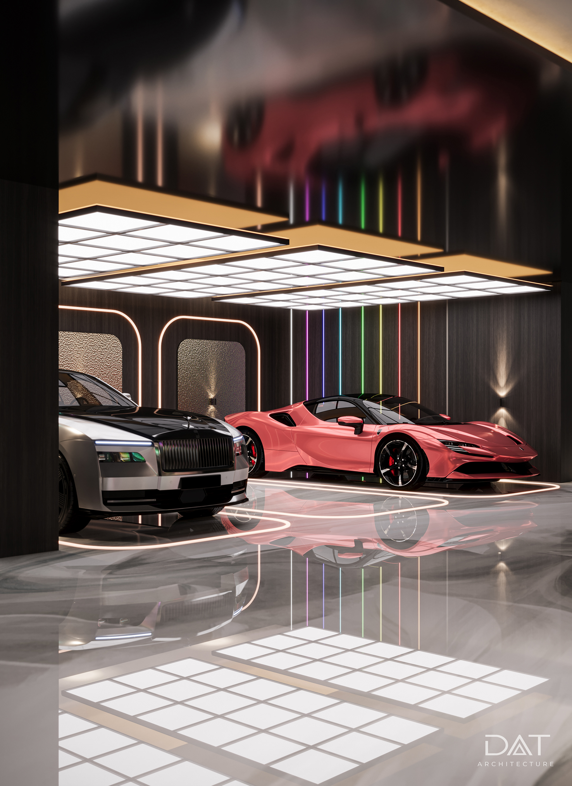 Luxury Colorful Garage 地下停车场-7