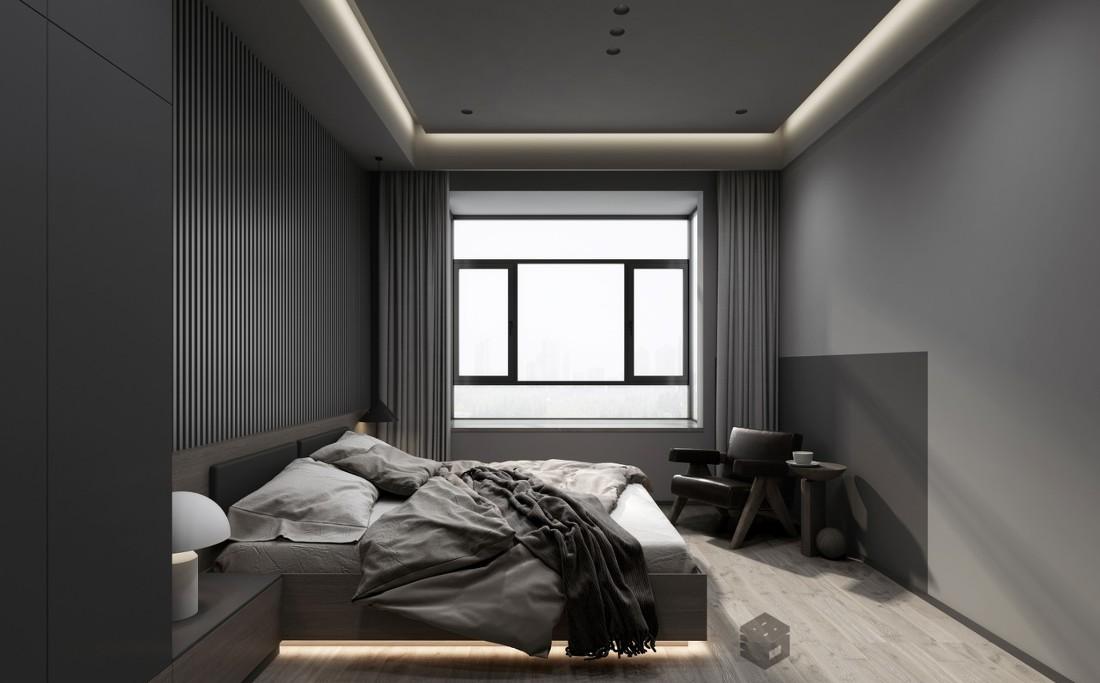 黑色空间现代极简设计 | 石皮与黑色栅格的完美融合-9