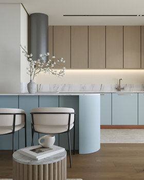 living room - kitchen