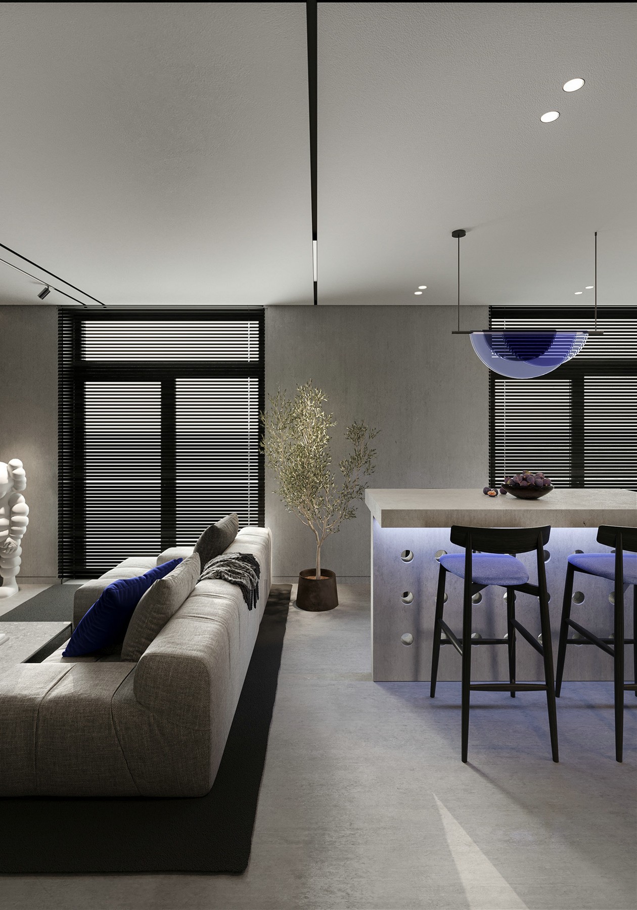 灰色系复式住宅设计 超有设计感！-3