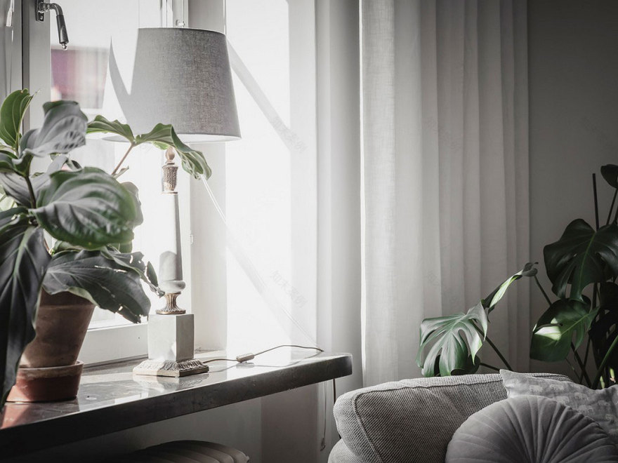 瑞典灰色调公寓,厨房卧室分区设计-17