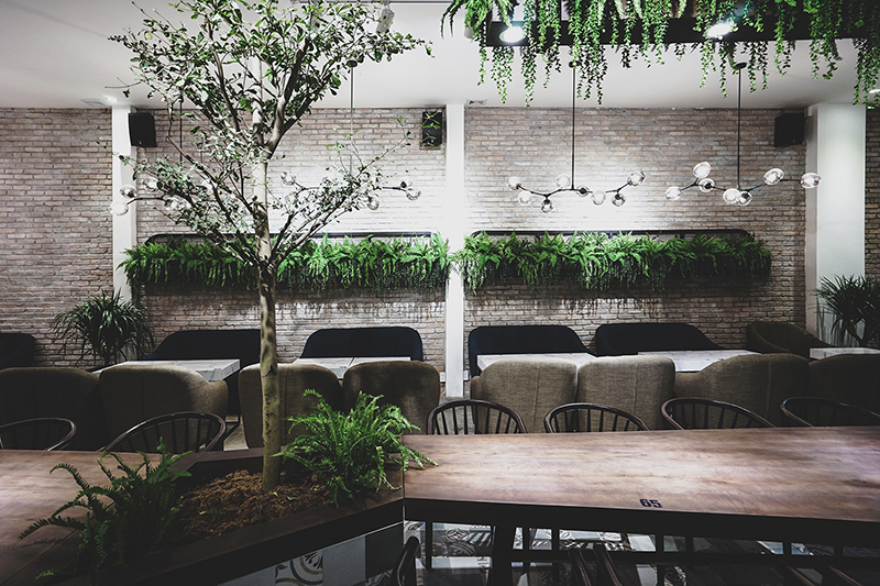 植物与咖啡的现代空间融合-0