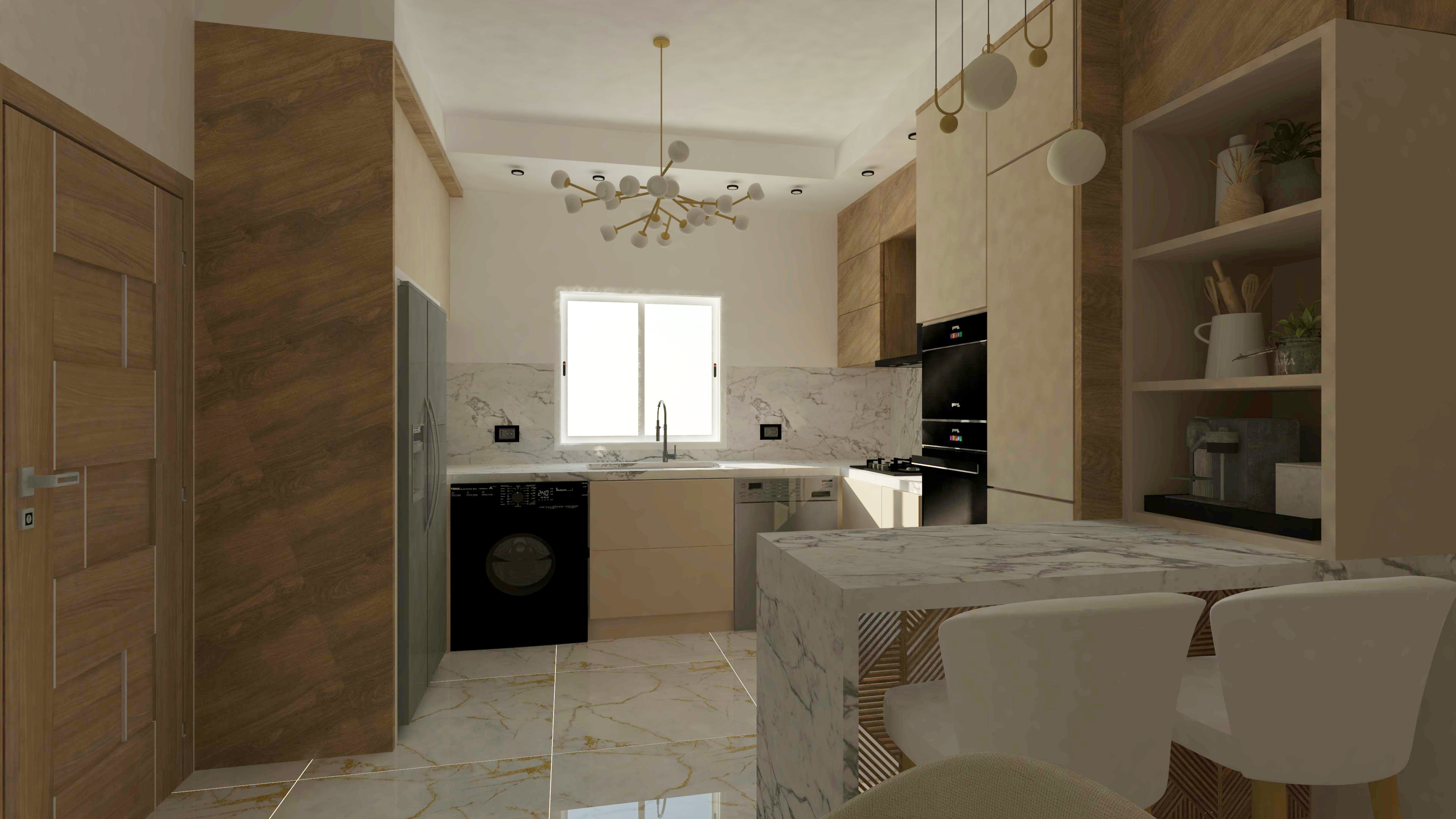 带时尚座位的厨房创意丨Fadoua.oua-8