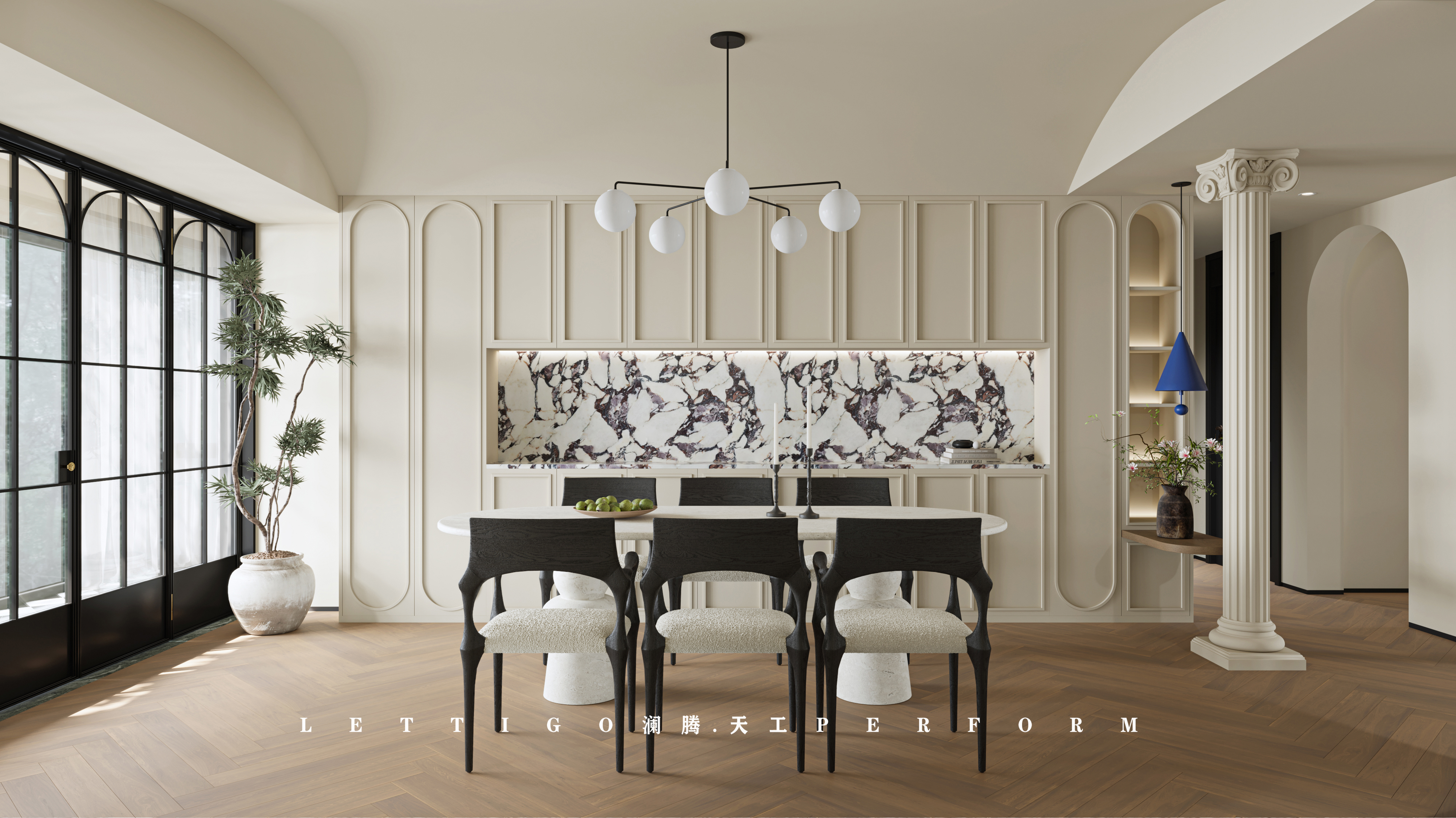 家装|  挑高现代美式 | 浪漫与温馨并存-3