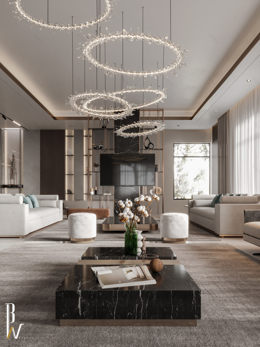 现代豪华大厅丨阿联酋丨Black N White-26