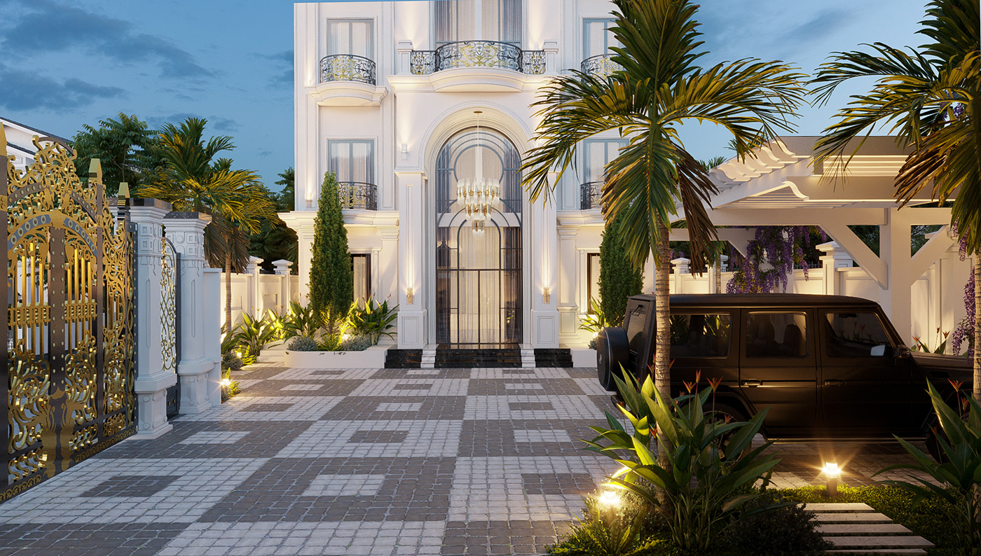 7525. Free Sketchup Neoclassical Villa Exterior Model-4