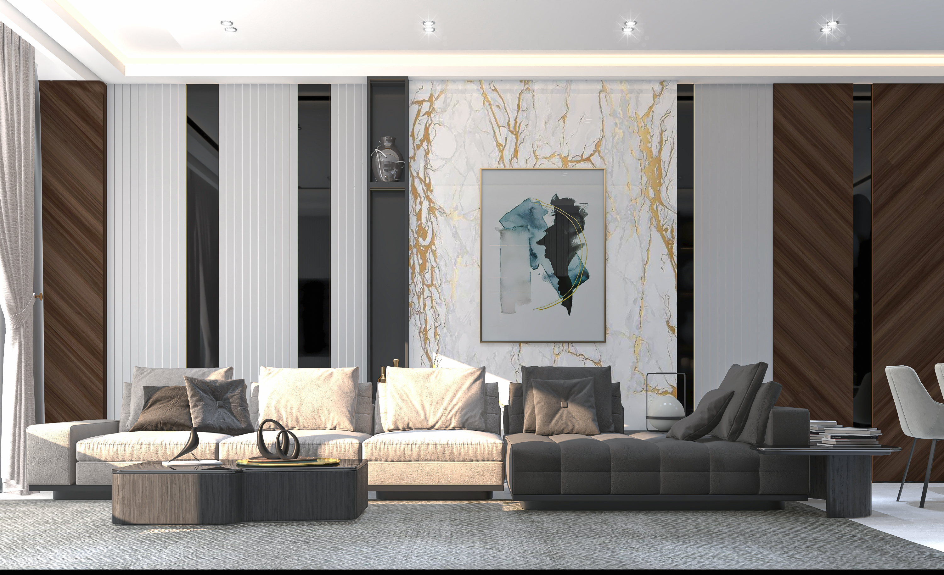 客厅与开放式厨房设计-0