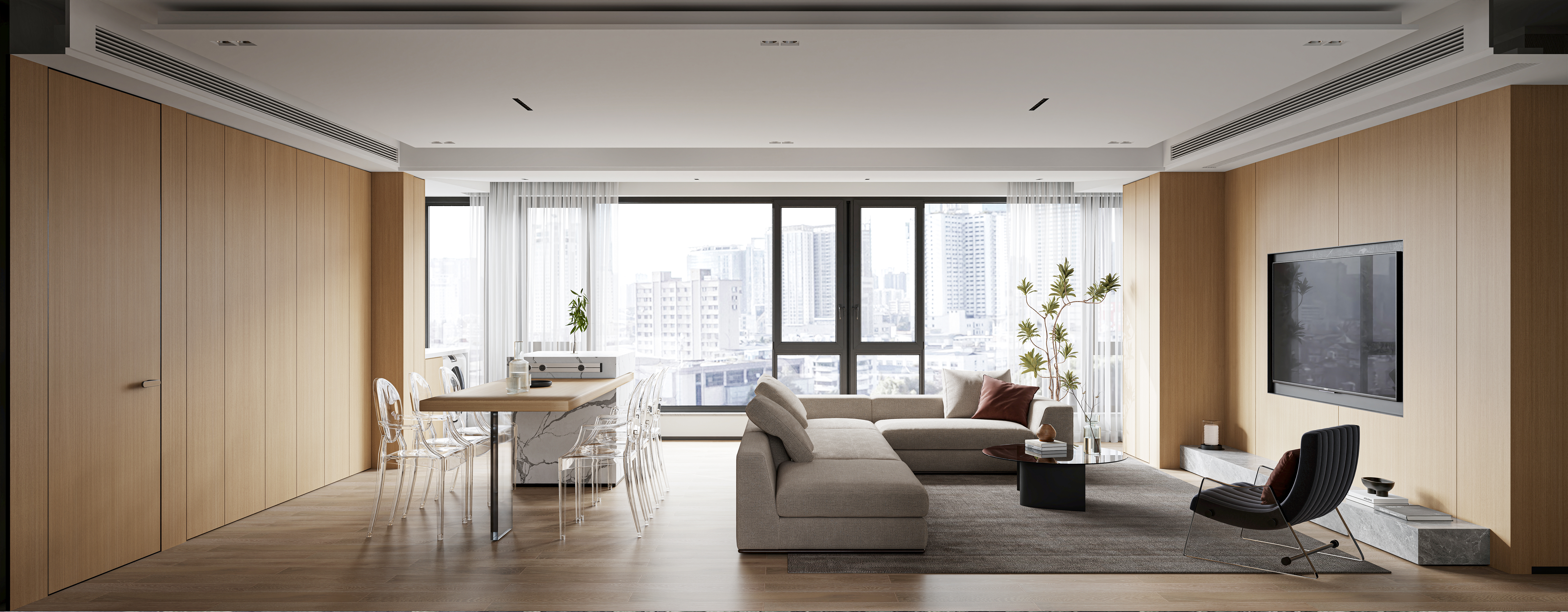 现代极简客餐厅·卧室·卫生间设计-31